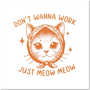 Just Meow Meow Funny Cat Trendy Vintage Cat Lover Design Posters and Art